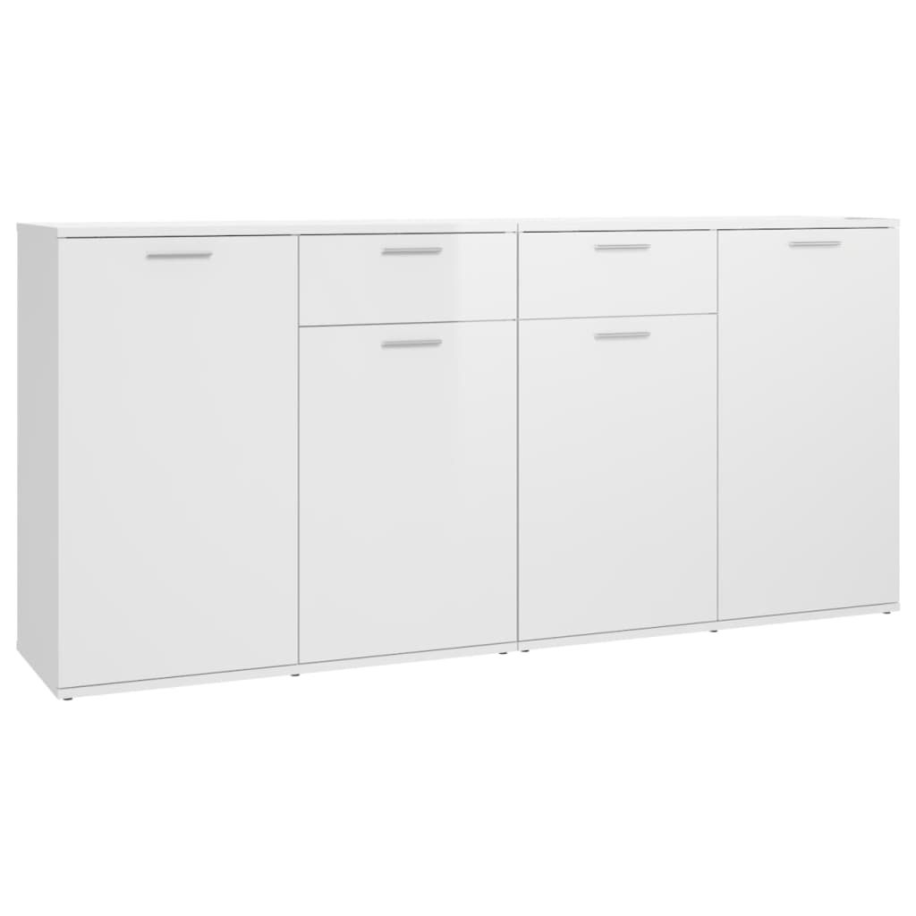 vidaXL Μπουφές Γυαλιστερό Λευκό 160 x 36 x 75 εκ. από Επεξ. Ξύλο