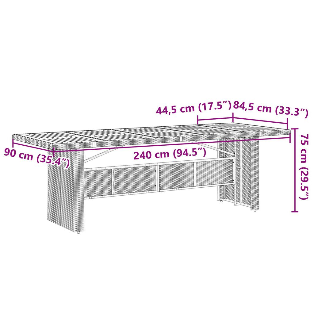 vidaXL 11 Τεμαχίων Σετ Γεύματος Κήπου Γκρι Πολυ Ράταν