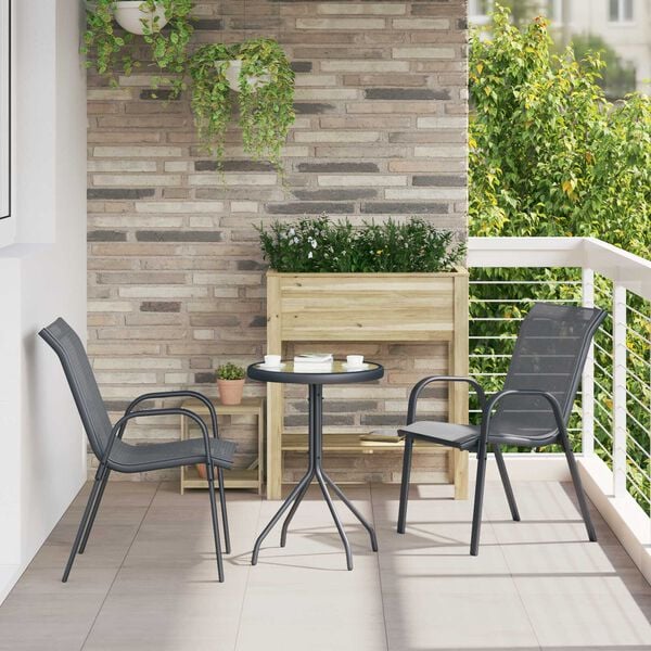 vidaXL Σετ Μπιστρό Κήπου 3 pcs Γκρι Ατσάλι