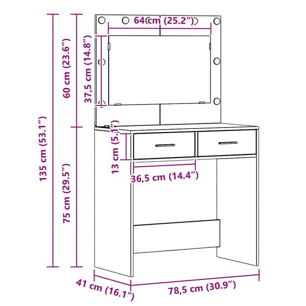 vidaXL Τραπέζι περιποίησης με συρτάρι 2 pcs Λευκό 40 x 41 x 75 εκ