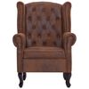 vidaXL Πολυθρόνα Chesterfield με Υποπόδιο Καφέ από Συνθετικό Καστόρι