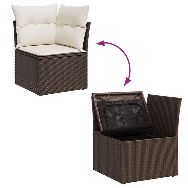 vidaXL Σετ Καναπέ Κήπου με μαξιλάρι 8 pcs Καφέ Πολυ ράταν