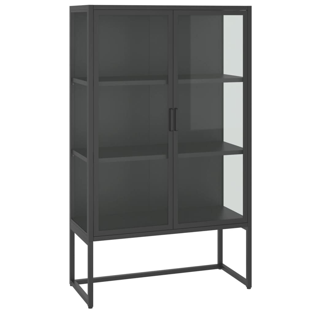 vidaXL Μπουφές Ανθρακί 80 x 35 x 135 εκ. από Ατσάλι και Ψημένο Γυαλί