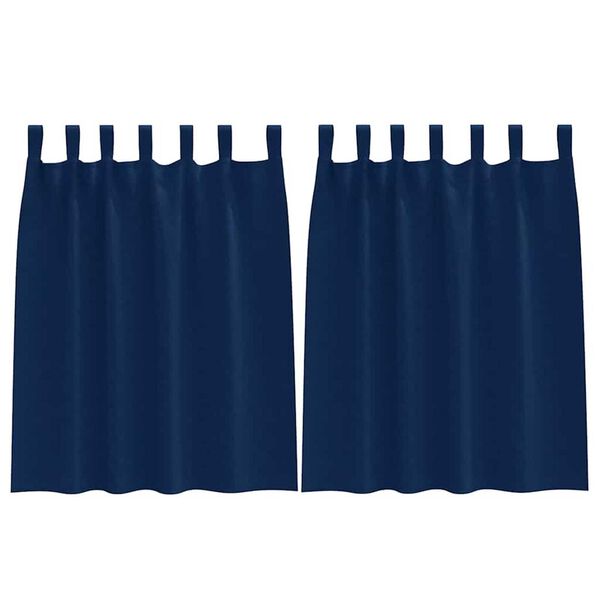 vidaXL Κουρτίνες με κουρτίνες 2 pcs Σκούρο Μπλε Πολυεστέρας