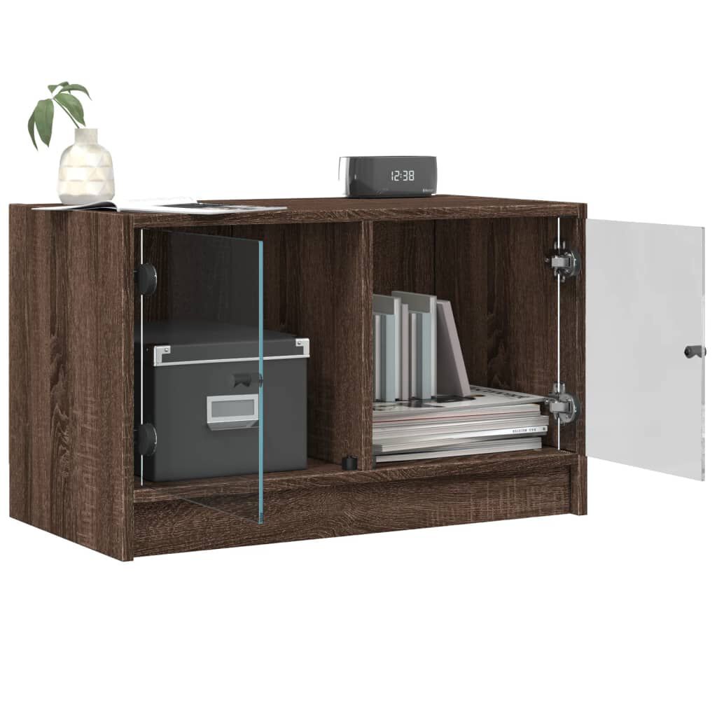 vidaXL Βοηθητικό Ντουλάπι Καφέ Δρυς 68x37x42 εκ. Γυάλινες Πόρτες