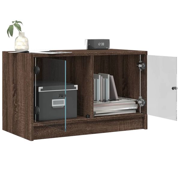 vidaXL Βοηθητικό Ντουλάπι Καφέ Δρυς 68x37x42 εκ. Γυάλινες Πόρτες