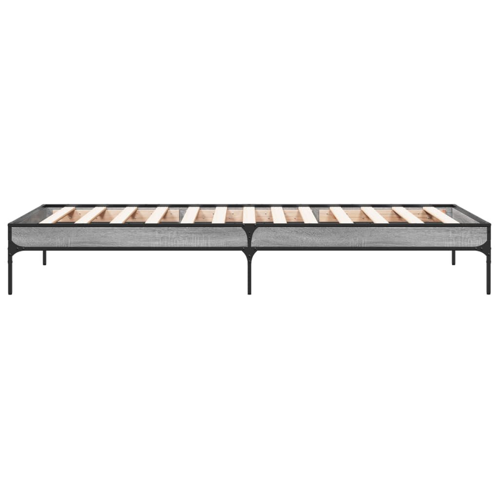vidaXL Πλαίσιο Κρεβατιού Γκρι Sonoma 75x190 εκ. Επεξ. Ξύλο & Μέταλλο