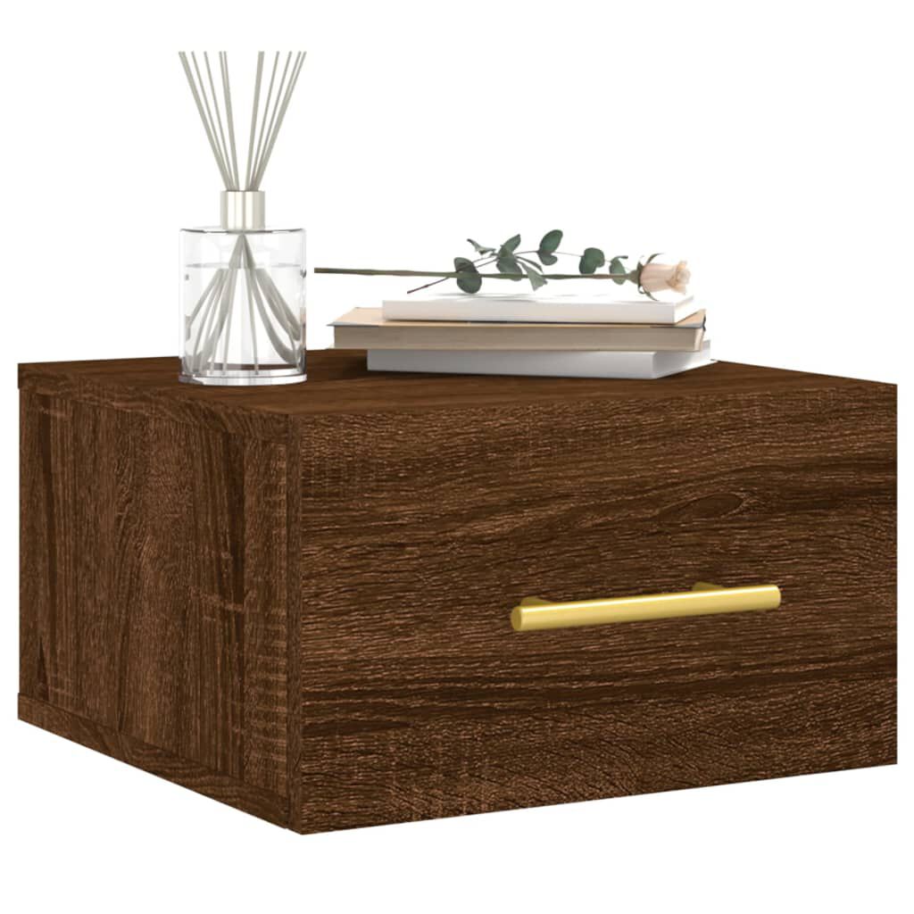 vidaXL Κομοδίνα Επιτοίχια 2 τεμ. Καφέ Δρυς 35 x 35 x 20 εκ.