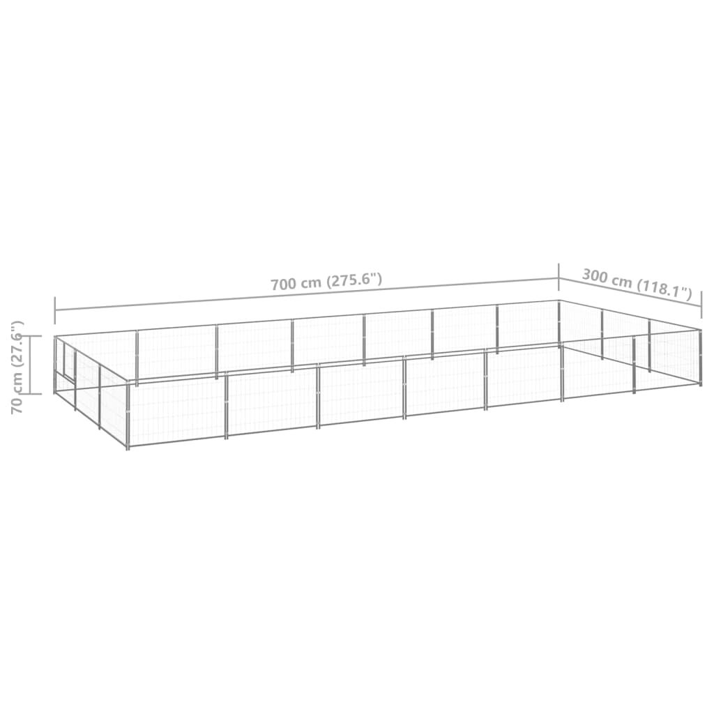vidaXL Σπιτάκι Σκύλου Ασημί 21 μ² Ατσάλινο
