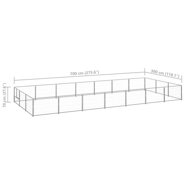 vidaXL Σπιτάκι Σκύλου Ασημί 21 μ² Ατσάλινο