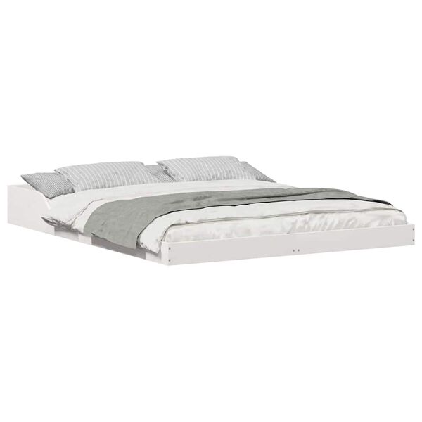 vidaXL Σκελετός Κρεβατιού Λευκό 160 x 220 cm Μασίφ ξύλο πεύκου