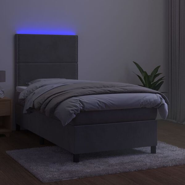 vidaXL &Kappa;&rho;&epsilon;&beta;ά&tau;&iota; Boxspring &mu;&epsilon; &Sigma;&tau;&rho;ώ&mu;&alpha; & LED &Alpha;&nu;.&Gamma;&kappa;&rho;&iota; 90x200 &epsilon;&kappa;. &Beta;&epsilon;&lambda;&omicron;ύ&delta;&iota;&nu;&omicron;