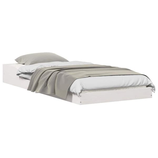 vidaXL Σκελετός Κρεβατιού Λευκό 90 x 210 cm Μασίφ ξύλο πεύκου