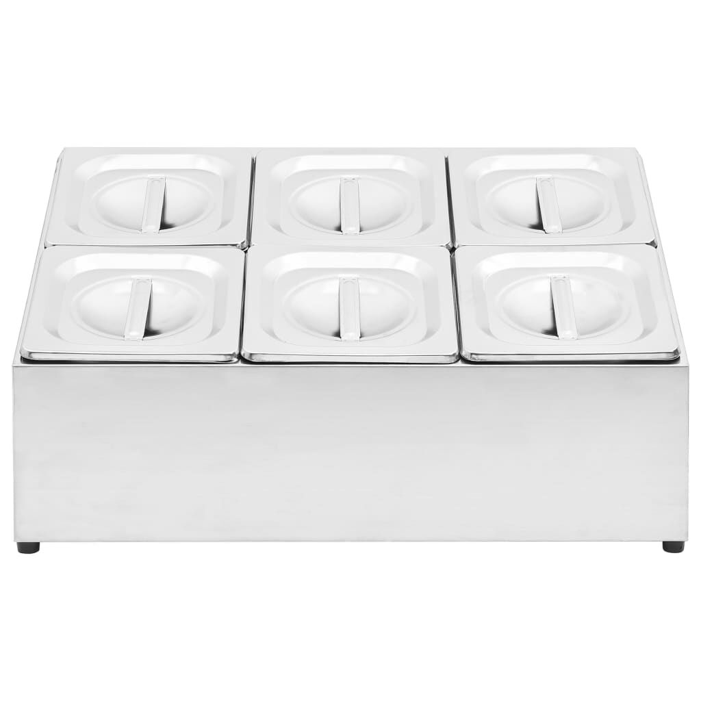 vidaXL Βάση για Λεκάνες Gastronorm με 6 Σκεύη GN 1/6 Ανοξείδωτο Ατσάλι