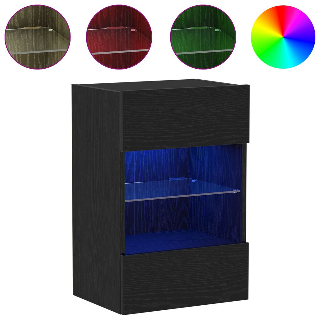 vidaXL LED Κατασκευή τηλεόρασης 2 τεμ Μαύρη Δρυς 40x30x60,5 εκ Επεξεργασμένο ξύλο