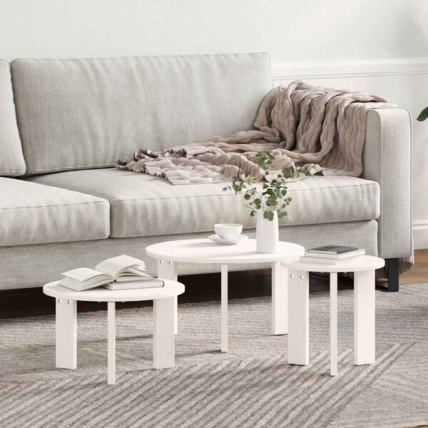 vidaXL Τραπεζάκι σαλονιού 3 pcs Λευκό 47.5 x 47.5 x 27 εκ.
