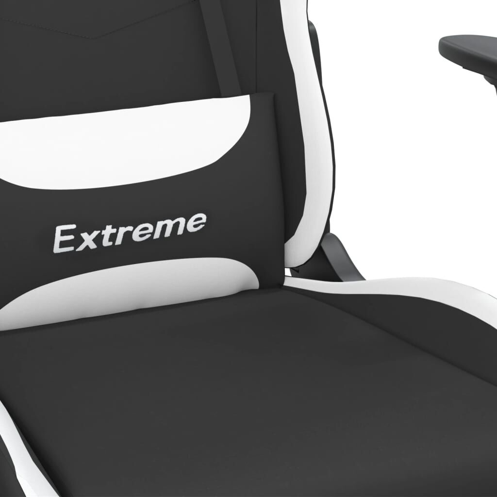 vidaXL Καρέκλα Μασάζ Gaming Μαύρη/Λευκή Ύφασμα με Υποπόδιο