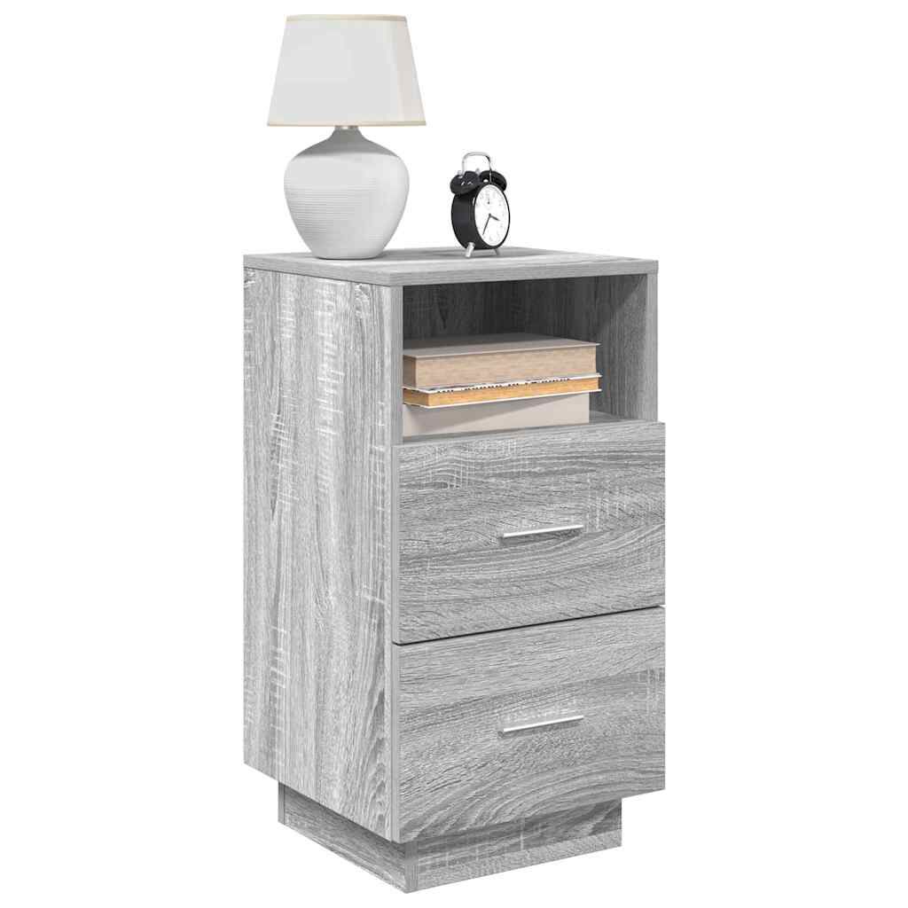 vidaXL Κομοδίνα 2 τμχ με 2 συρτάρια Γκρι Sonoma 36x36x68 εκ.