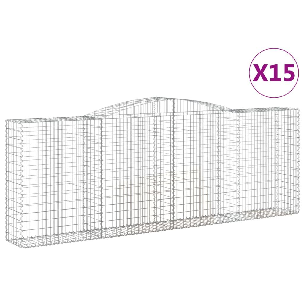 vidaXL Συρματοκιβώτια Τοξωτά 15 τεμ. 400x50x140/160 εκ. Γαλβαν. Ατσάλι