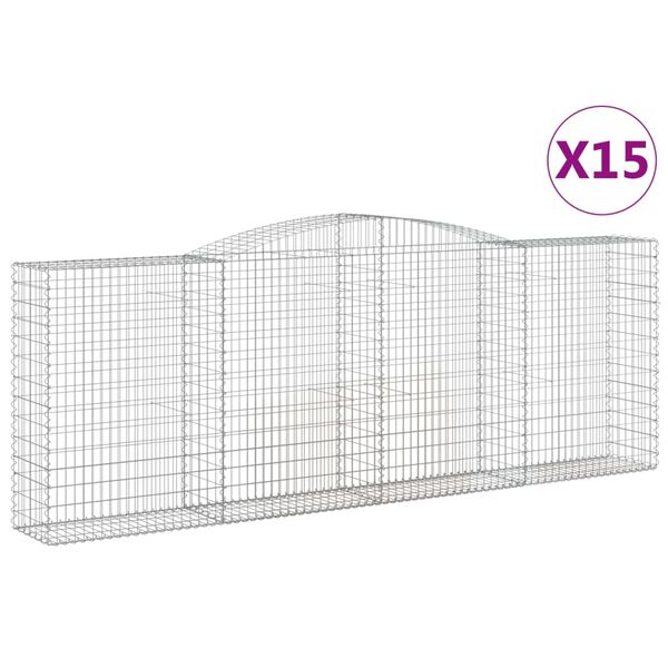 vidaXL Συρματοκιβώτια Τοξωτά 15 τεμ. 400x50x140/160 εκ. Γαλβαν. Ατσάλι