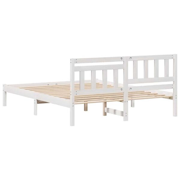 vidaXL Σκελετός Κρεβατιού Λευκό 140 x 200 cm Μασίφ ξύλο πεύκου