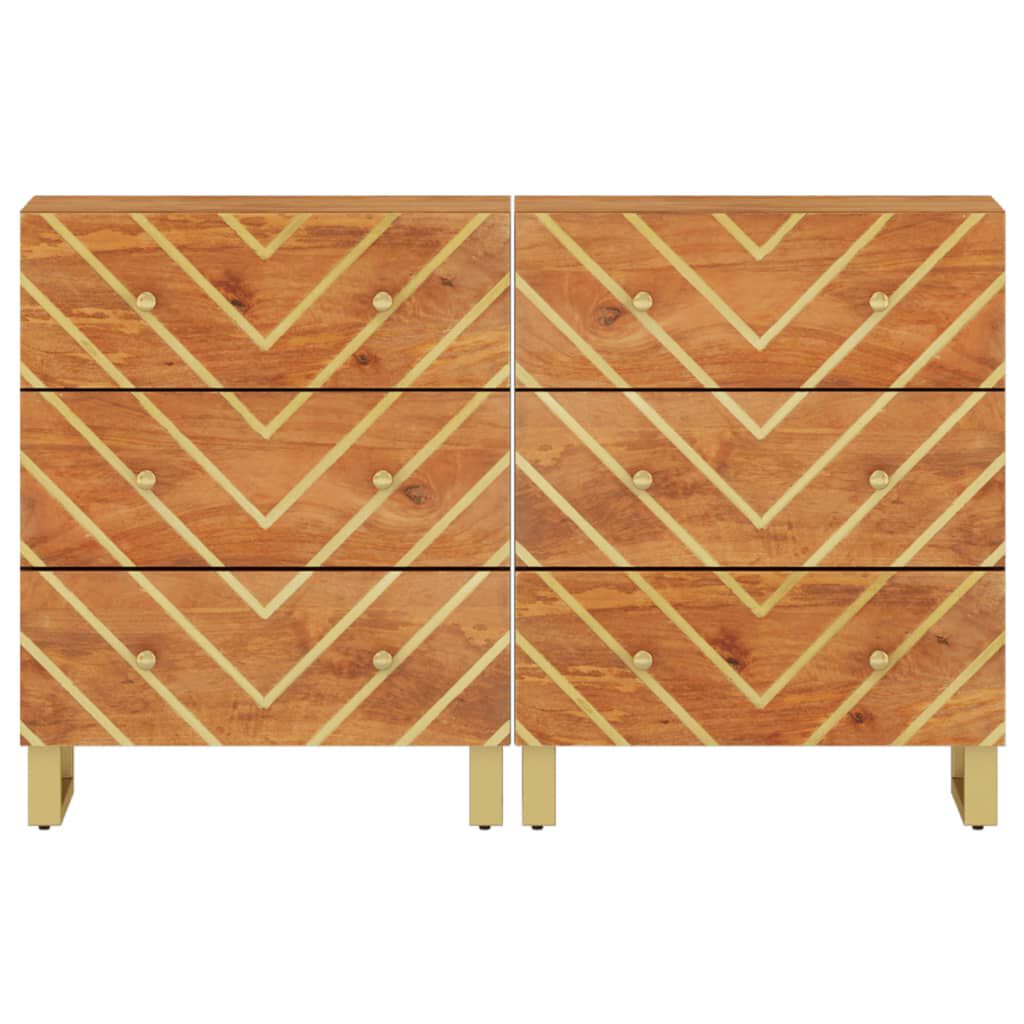 vidaXL Βοηθητικά Έπιπλα 2Τεμ Καφέ/Μαύρο 60x33,5x75εκ Μασίφ Ξύλο Μάνγκο