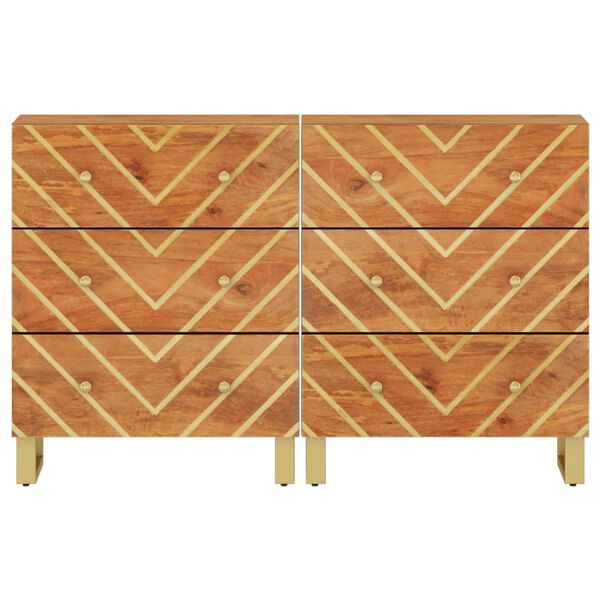 vidaXL Βοηθητικά Έπιπλα 2Τεμ Καφέ/Μαύρο 60x33,5x75εκ Μασίφ Ξύλο Μάνγκο