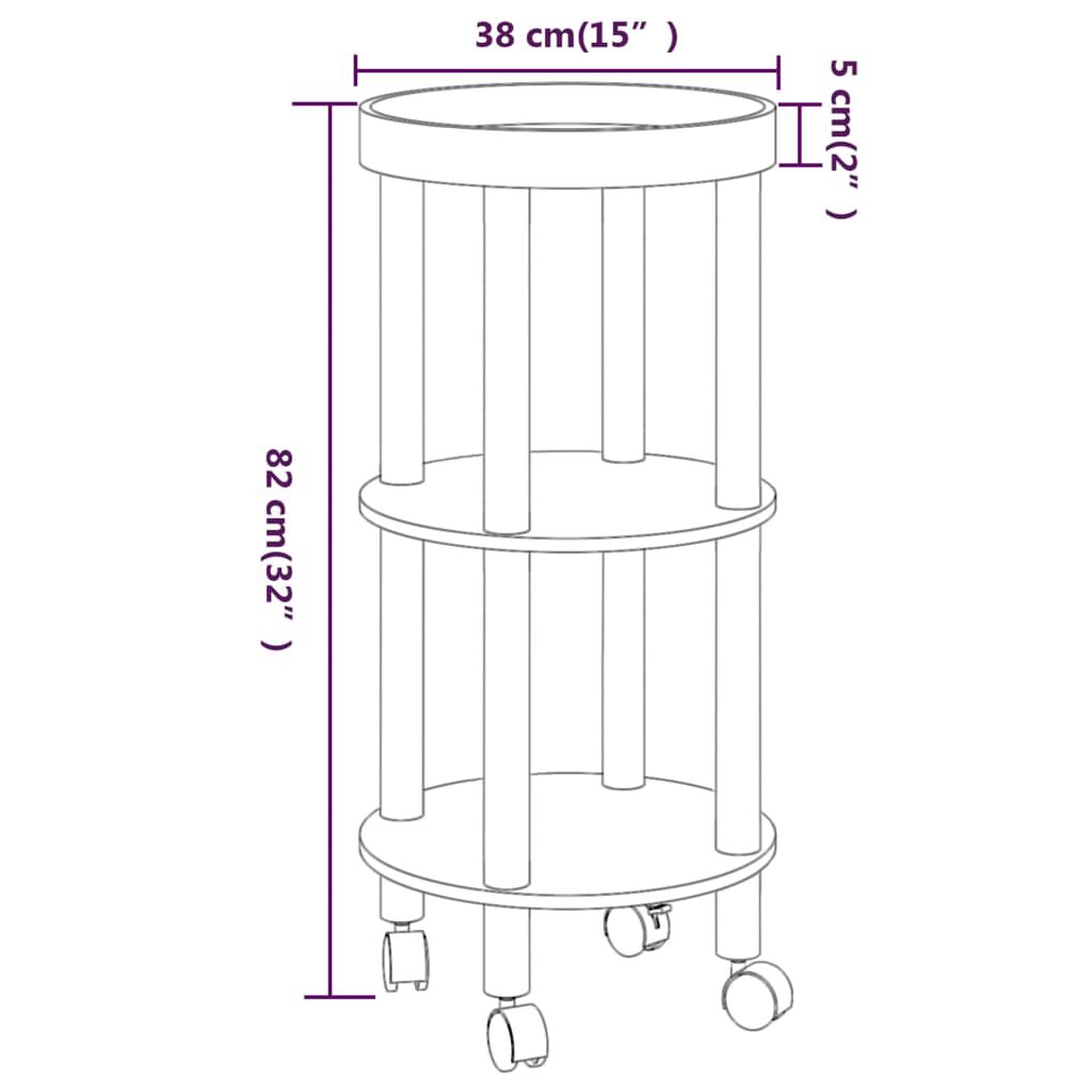 vidaXL Τρόλεϊ 3 Επιπέδων Λευκό 38 x 38 x 82 εκ. Επεξ. Ξύλο/Μασίφ Πεύκο