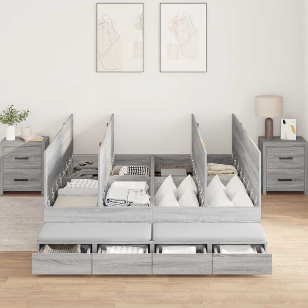 vidaXL Κρεβάτι Αποθήκευσης Γκρι Σονομά 150x200 εκ.