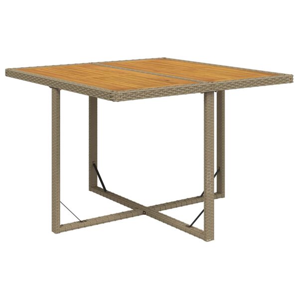 vidaXL Τραπέζι Κήπου Μπεζ 109x107x74 εκ. Συνθετικό Ρατάν/Μασίφ Ακακία