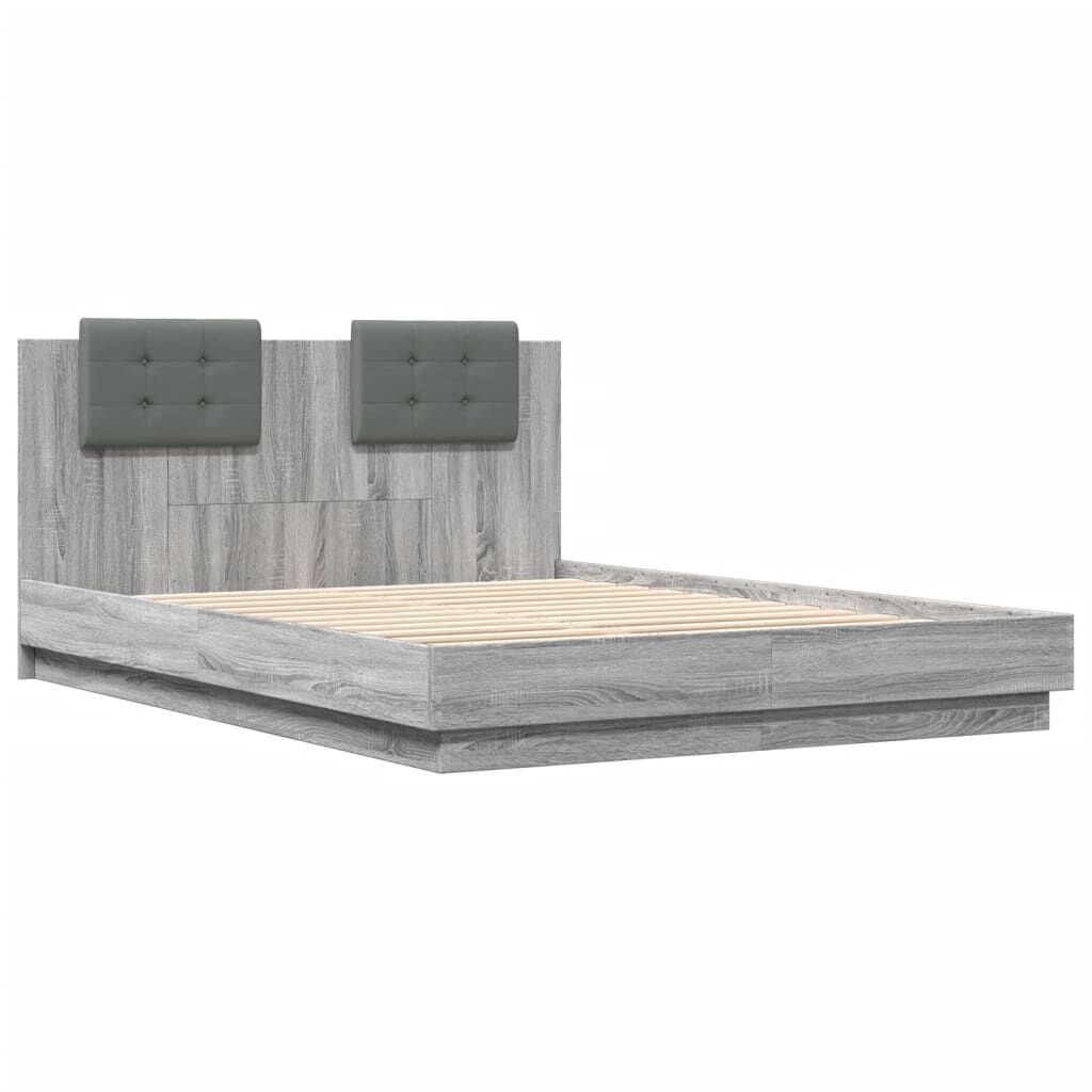 vidaXL Πλαίσιο Κρεβατιού με Κεφαλάρι Γκρι Sonoma 150x200εκ. Επεξ. Ξύλο