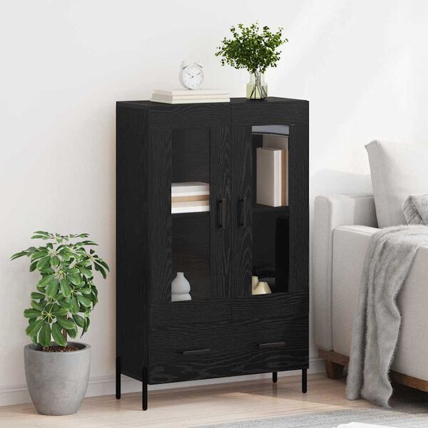 vidaXL Highboard με συρτάρι Corona Μαύρη Οξυά 69,5 x 31 x 115 εκ.