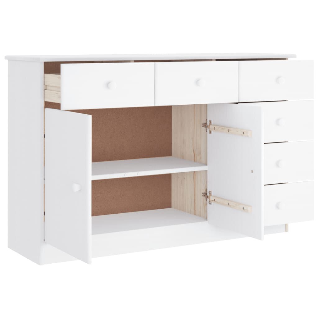 vidaXL Ντουλάπι ALTA Λευκό 112 x 35 x 73 εκ. από Μασίφ Ξύλο Πεύκου