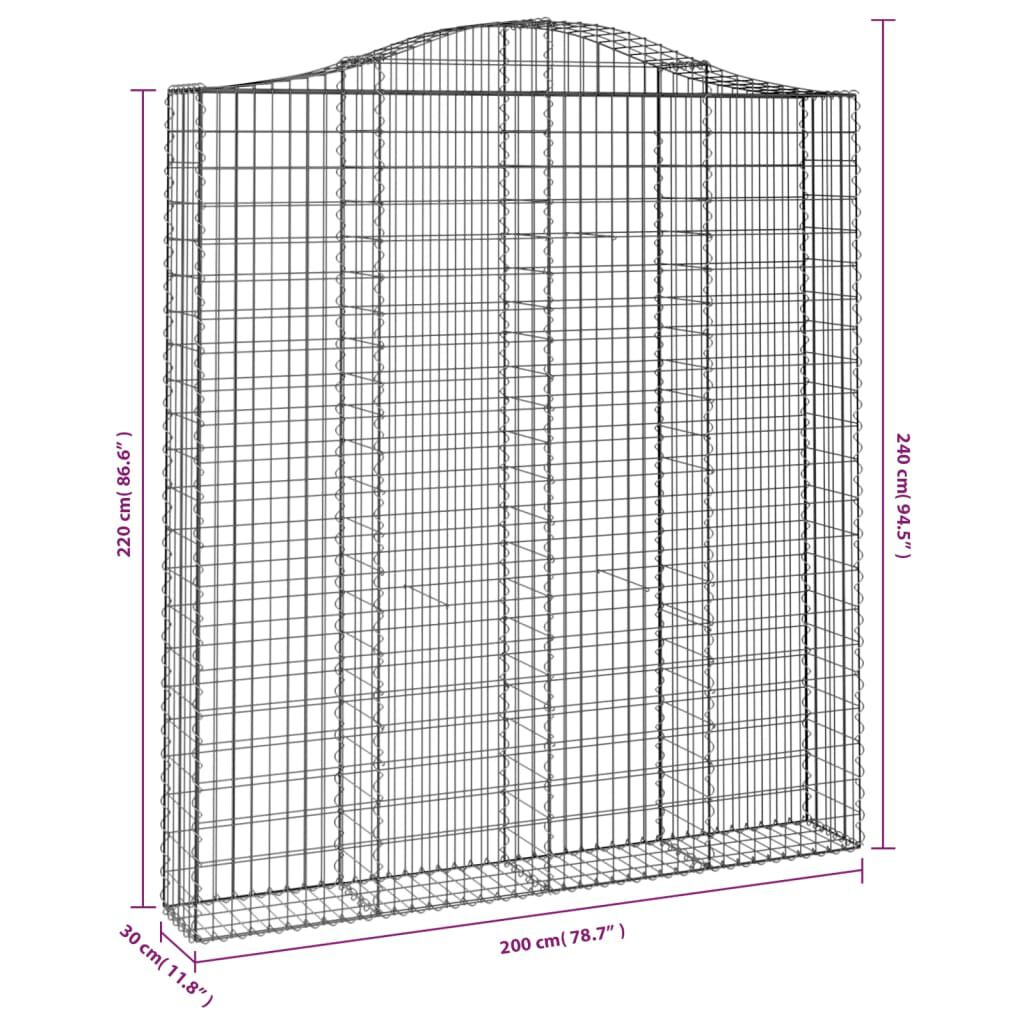 vidaXL Συρματοκιβώτια Τοξωτά 7 τεμ. 200x30x220/240 εκ. Γαλβαν. Ατσάλι