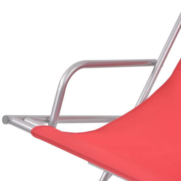 vidaXL Σεζλόνγκ Ανακλινόμενες 2 τεμ. Κόκκινες Ατσάλινες