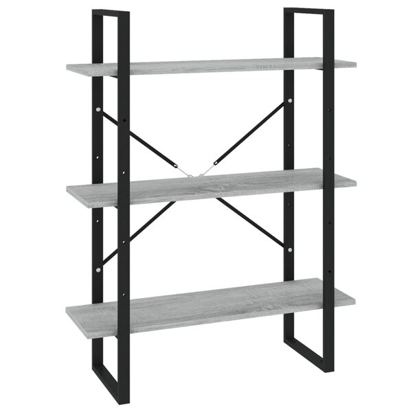 vidaXL Βιβλιοθήκη με 5 Ράφια Γκρι Sonoma 80x30x175 εκ. Επεξεργ. Ξύλο