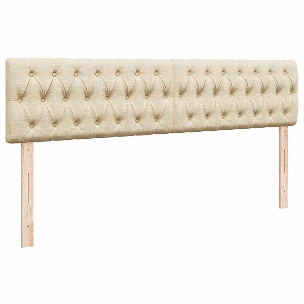 vidaXL Οθωμανικό Κρεβάτι με Στρώματα Κρέμα 200x200cm Ύφασμα
