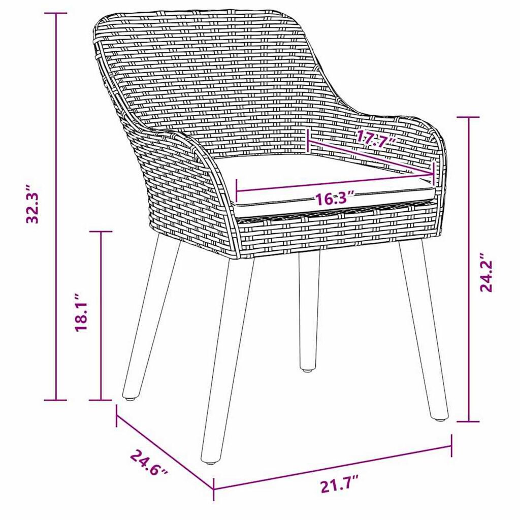 vidaXL Σετ τραπεζαρίας 5 pcs Ανοιχτό γκρι Πολυ ράταν
