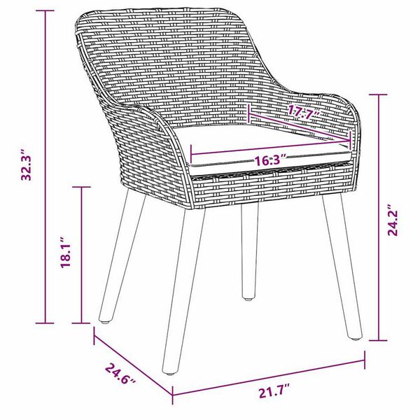 vidaXL Σετ τραπεζαρίας 5 pcs Ανοιχτό γκρι Πολυ ράταν
