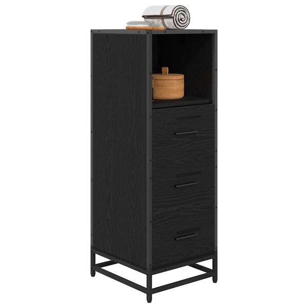 vidaXL Ντουλάπι Μπάνιου με συρτάρι Μαύρη δρυς 35 x 37.5 x 100 εκ.