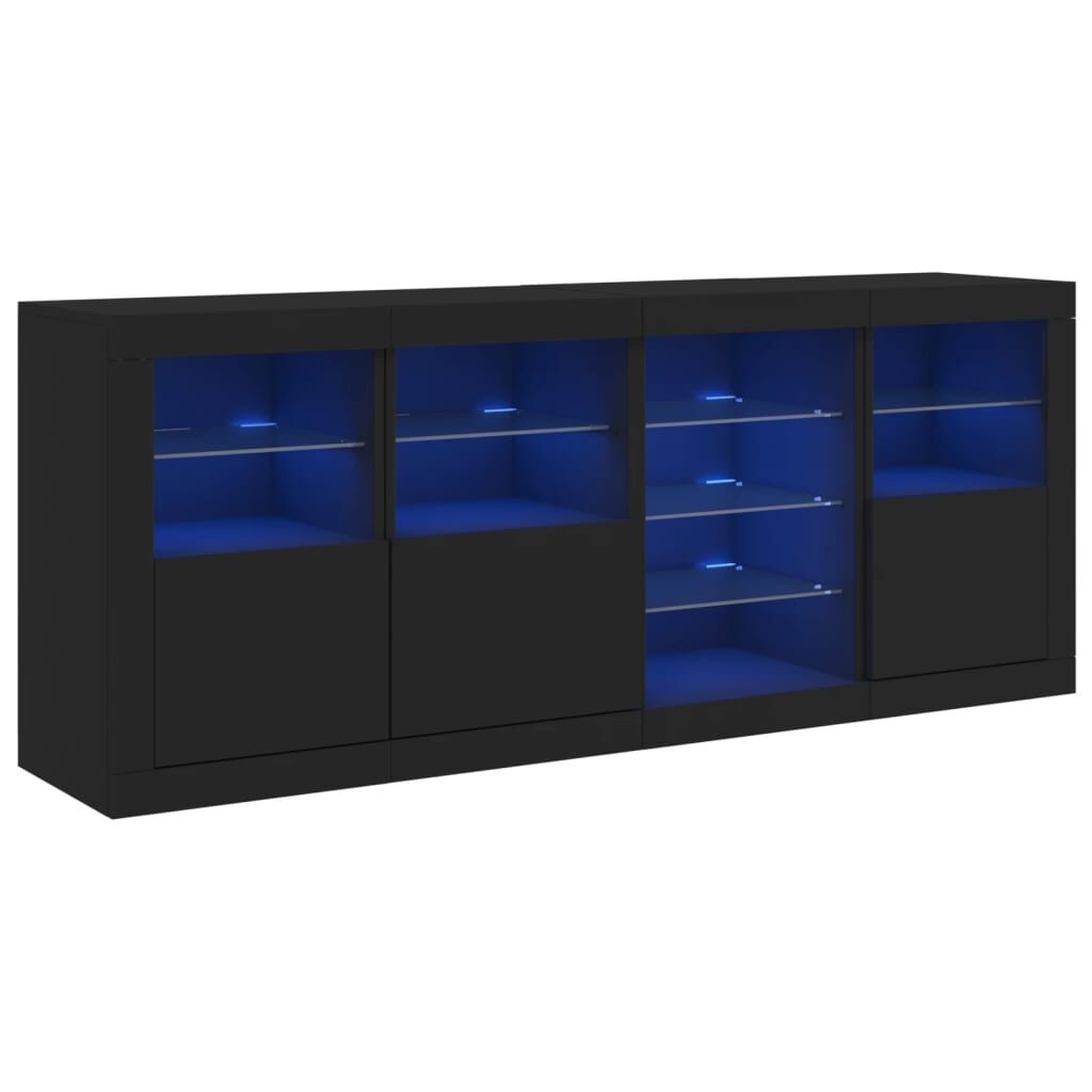 vidaXL Μπουφές με LED Μαύρος 164 x 37 x 67 εκ.