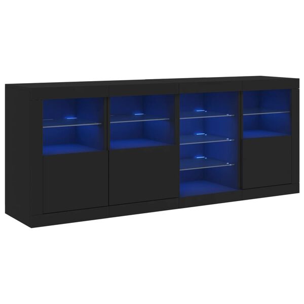 vidaXL Μπουφές με LED Μαύρος 164 x 37 x 67 εκ.