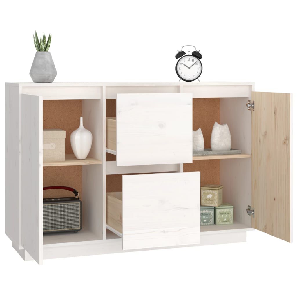 vidaXL Ντουλάπι Λευκό 111 x 34 x 75 εκ. από Μασίφ Ξύλο Πεύκου