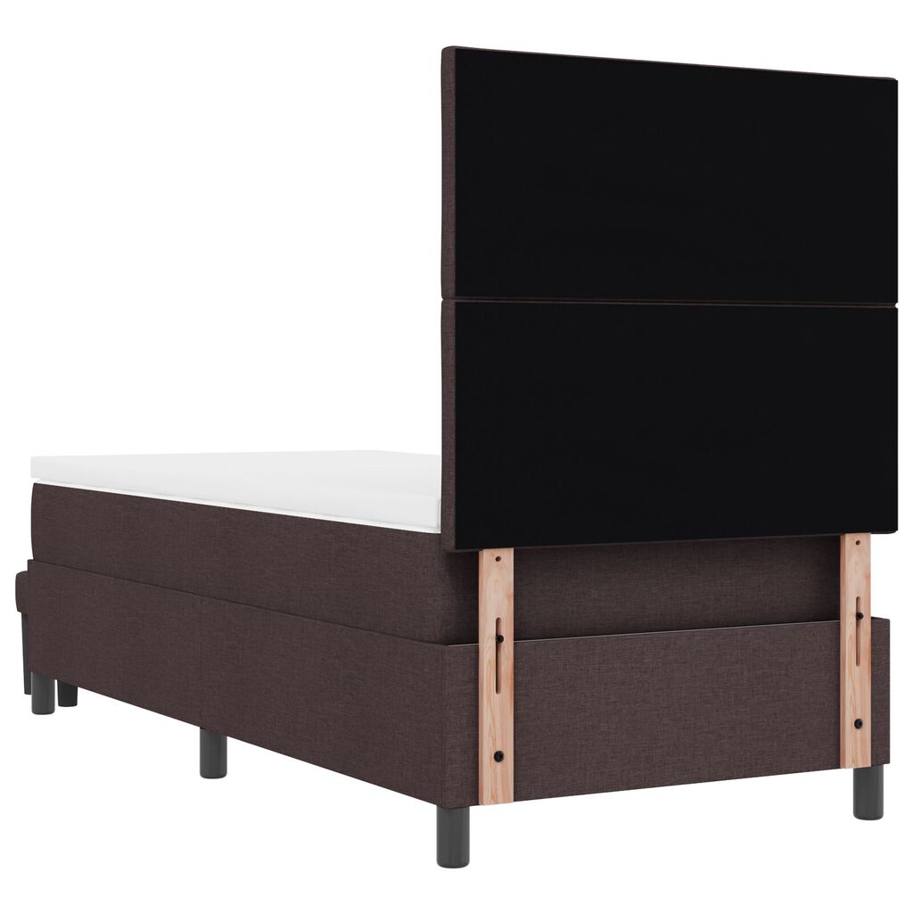 vidaXL Κρεβάτι Box Spring με Στρώμα & Πάγκο Σκούρο Καφέ 90x200 εκ. Ύφασμα