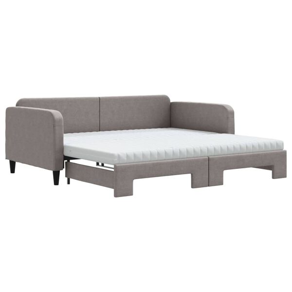 vidaXL Καναπές Κρεβάτι Συρόμενος Taupe 100x200εκ. Υφασμάτινος Στρώματα