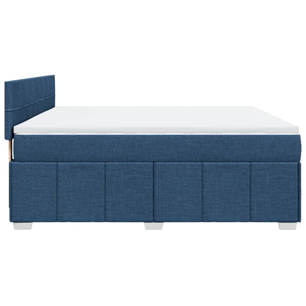 vidaXL Κρεβάτι Boxspring με Στρώμα Μπλε 180x200 εκ. Υφασμάτινο
