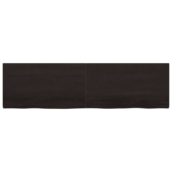 vidaXL Ράφι Τοίχου Σκούρο Καφέ 220x60x(2-4) εκ. Επεξ. Μασίφ Ξύλο Δρυός