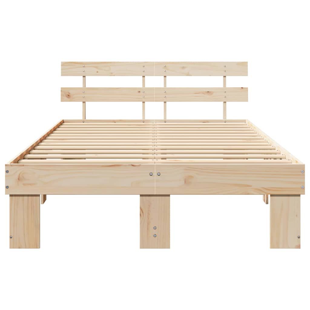 vidaXL Σκελετός Κρεβατιού Καφέ 140 x 190 cm Μασίφ ξύλο πεύκου