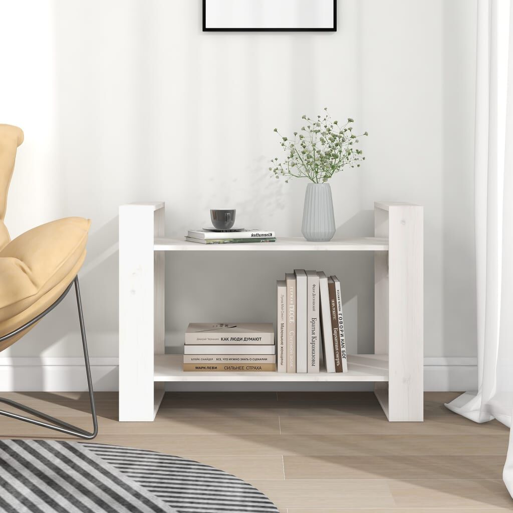 vidaXL Βιβλιοθήκη/Διαχωριστικό Χώρου Λευκό 80x35x56,5 εκ. Μασίφ Πεύκο