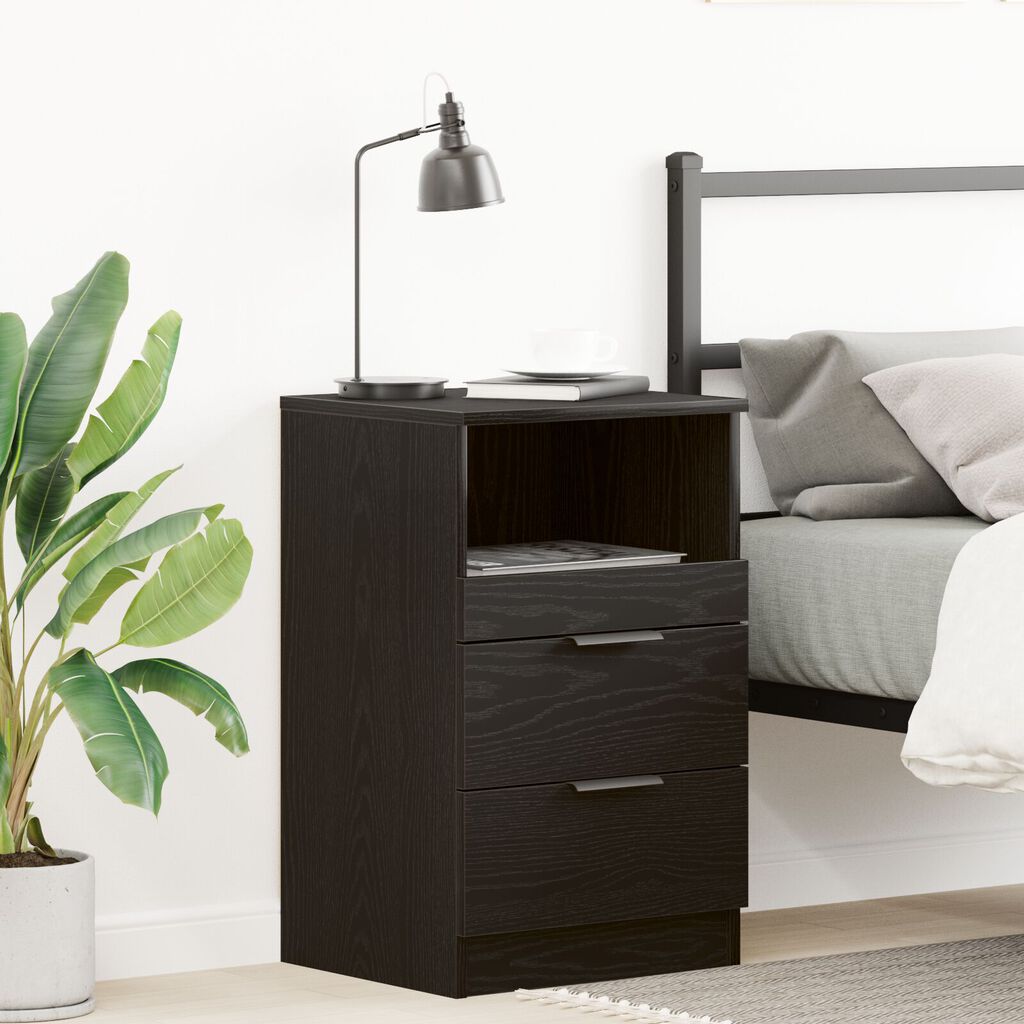 κομοδίνο vidaXL Μαύρο Δρυς 40x35x65 εκ Made of Engineered Wood